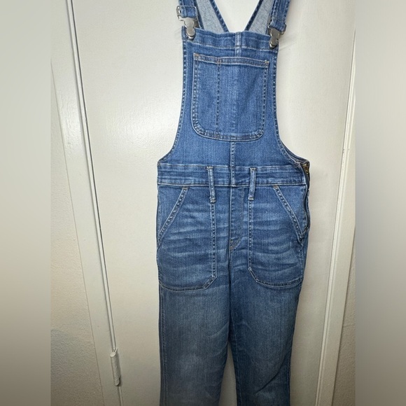 Madewell Blue Jean Denim Side Zipper Skinny Overalls in Jansing Wash Size Small - Picture 6 of 16